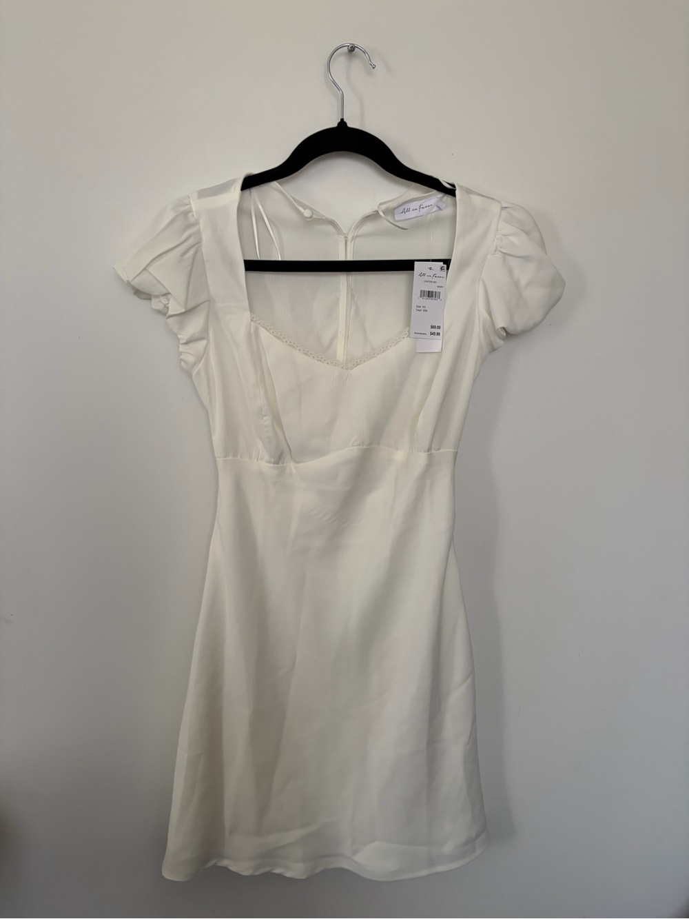 NWT All in Favor Cream Square-Neck Puff Sleeve Mini Dress - XS